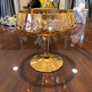 Bohemia Gold To Clear Cut Crystal Compote